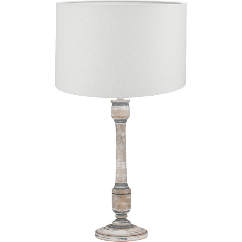 Beles Table Lamp, White, Grey, Linen