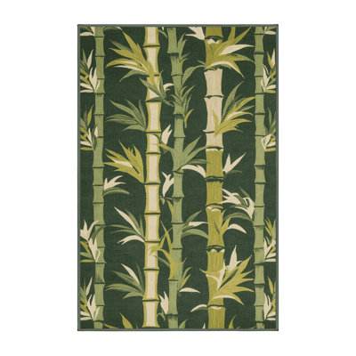  Washable Bamboo Stalks Hawaiian Area Rug