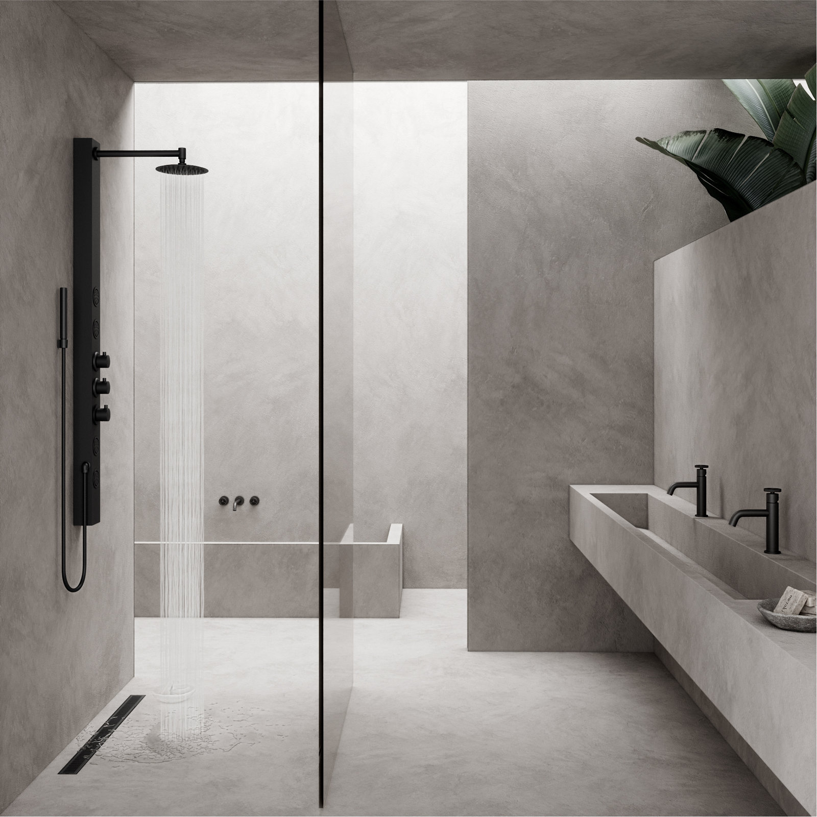 Elan Linear Grid Shower Drain, Matte Black