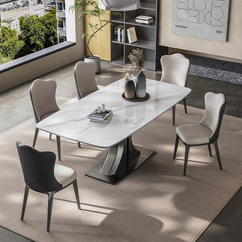 Picture colour Rectangular Sintered Stone tabletop Dining Table, 29.53"H x 51.18"L x 31.5"W