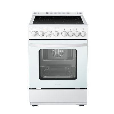 Lanbo 24 inch Freestanding Electric Range with Rotisserie and True Convection Oven, White