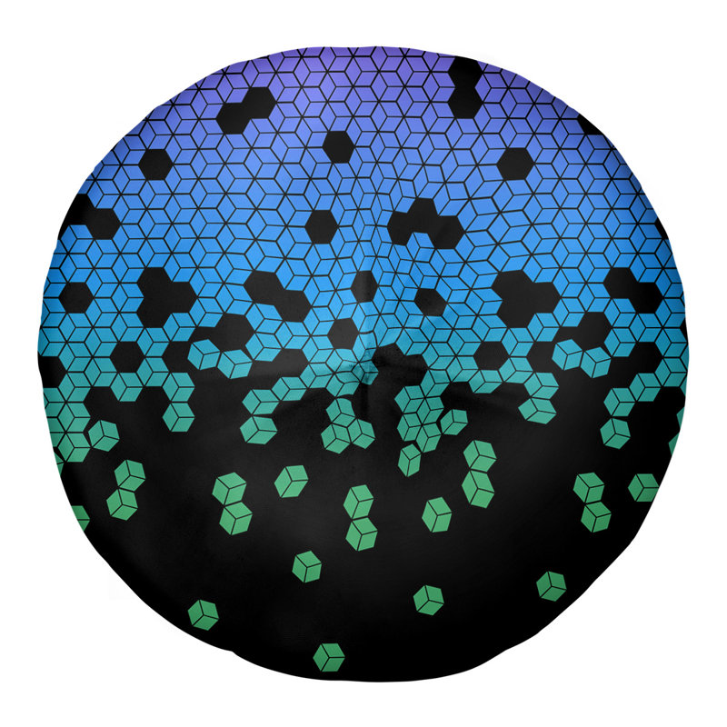 Coussin de sol Katelyn Elizabeth, Hauteur 26 po x largeur 26 po, Bleu et noir