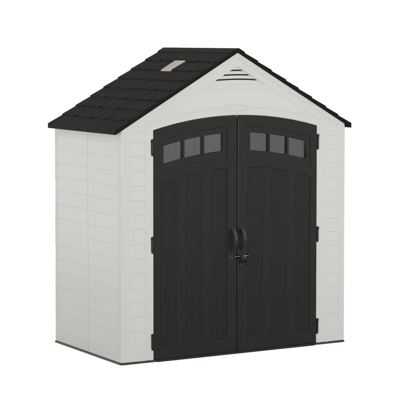 Remise de rangement en résine avec portes doubles de l 84 po x P 48 po Suncast, fabriquée aux États-Unis, Noir