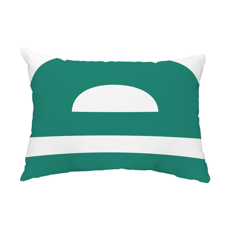 Geometric Outdoor Reversible Throw Pillow, Green