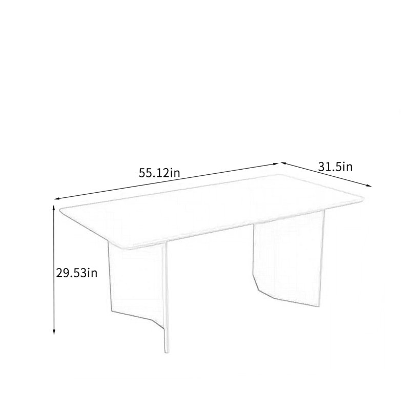 Table robuste avec plateau en dalle épaisse., H 29,53 po x L 55,12 po x P 31,5 po