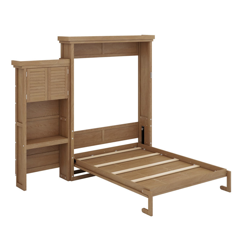 Lit escamotable avec plusieurs tablettes de rangement et conception à persiennes