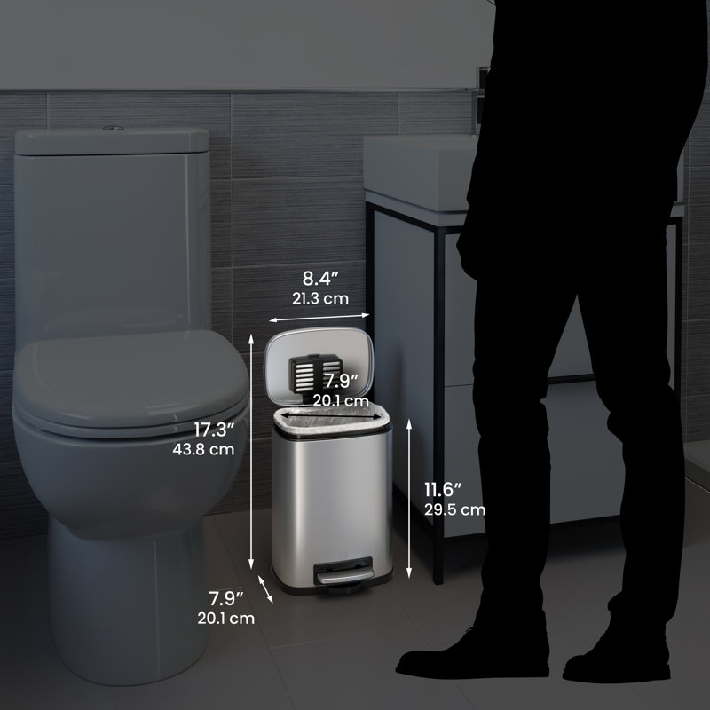 SoftStep 1.32 Gallon Brushed Stainless Steel Bathroom Trash Can