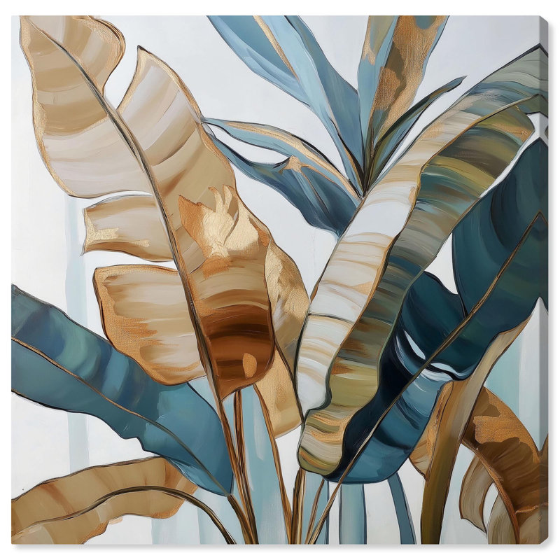 «Paradise Fronds II», art floral tropical par , H 12 po x l 12 po, Toile tendue