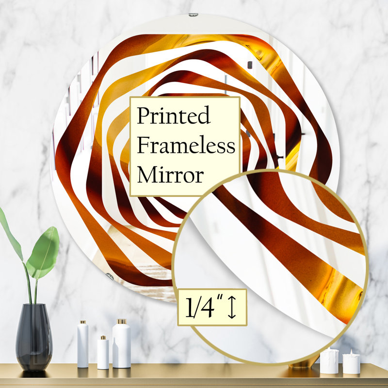 Miroir mural moderne sans cadre, H 23,6 po x l 23,6 po, Tranche de tourbillon d'agate Whirl