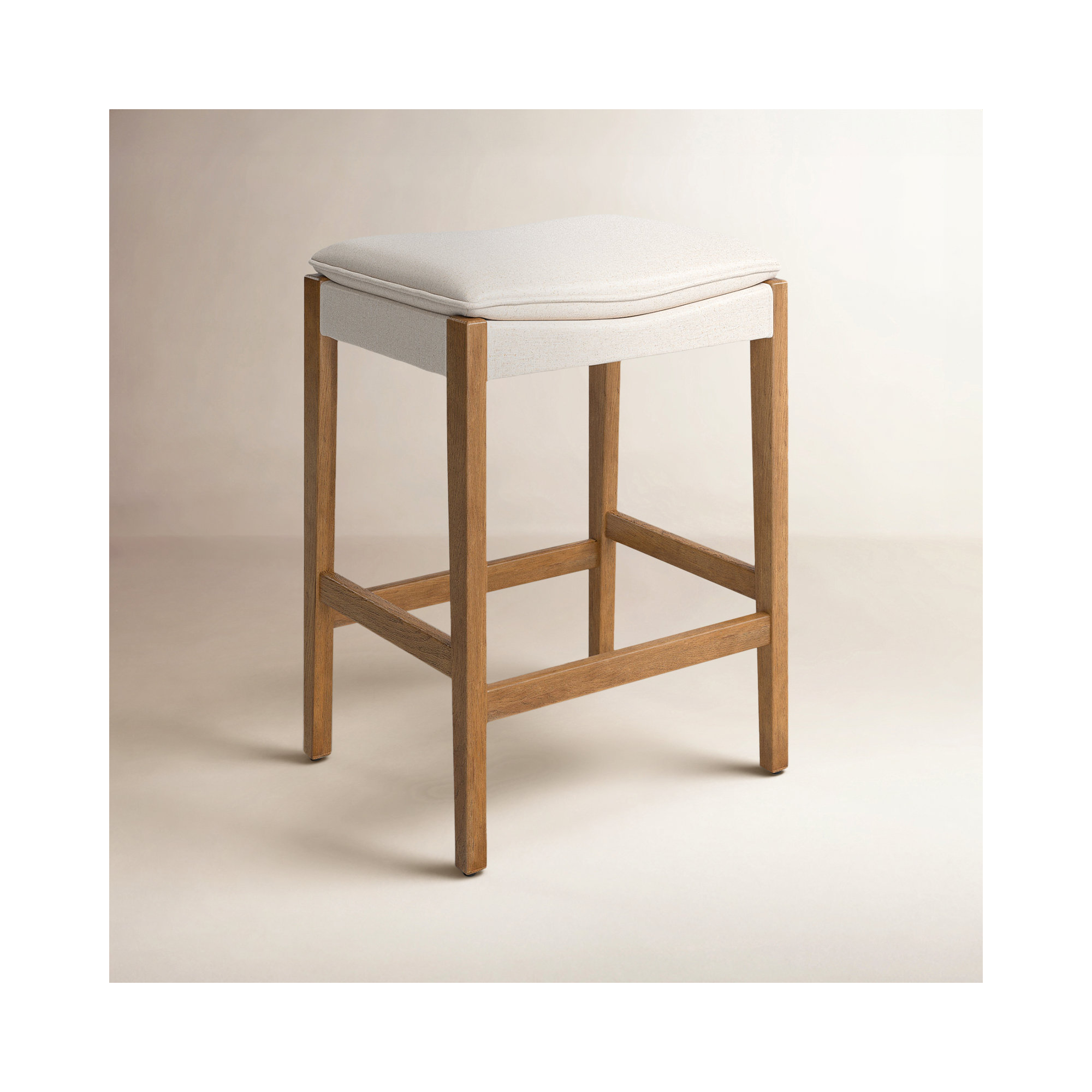 Caricia Leather Stool, Counter Stool (26.77" Seat Height), Polyester Blend Savile Flax