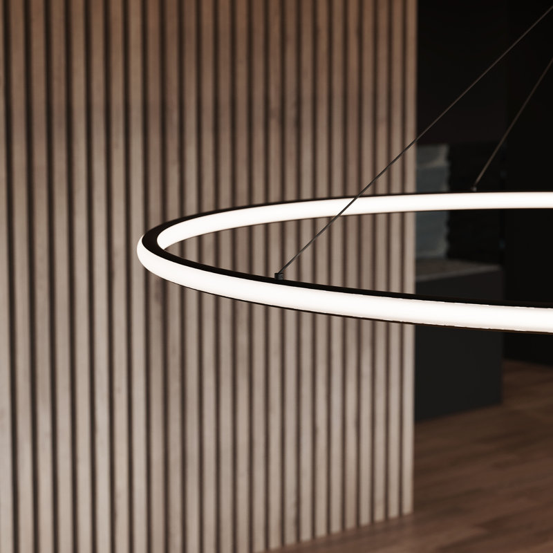 Luna 2 - Light LED Unique/Statement Pendant, 3000K, Satin Black, 1.5" H x 61.5" W x 61.5" D