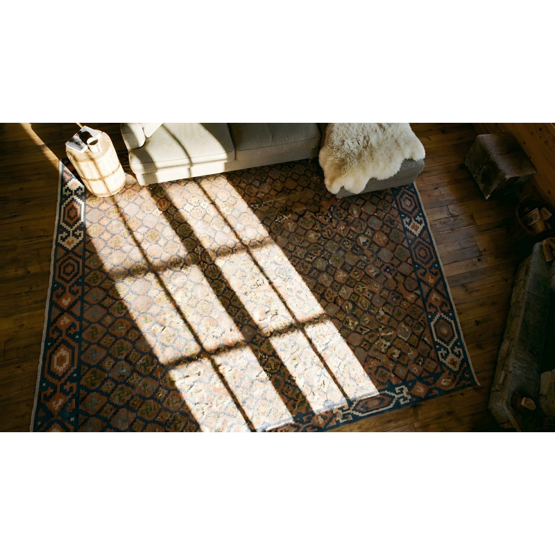 Antique Large Size Square Shape Tribal Geometric Flatwoven Dhurrie Rug