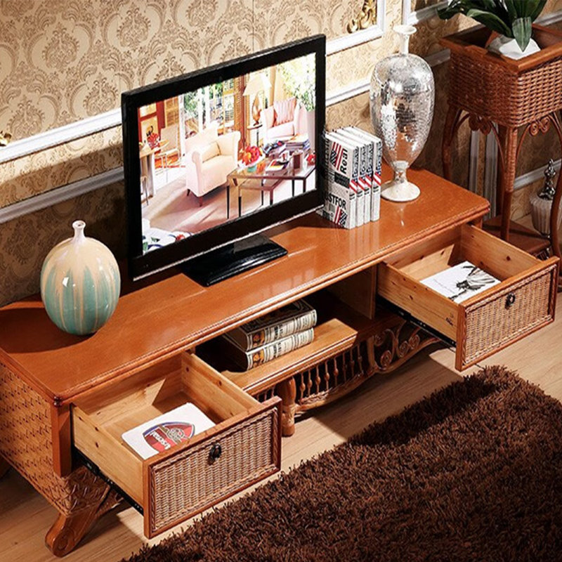 Meuble télé en rotin de style américain, 70.87''