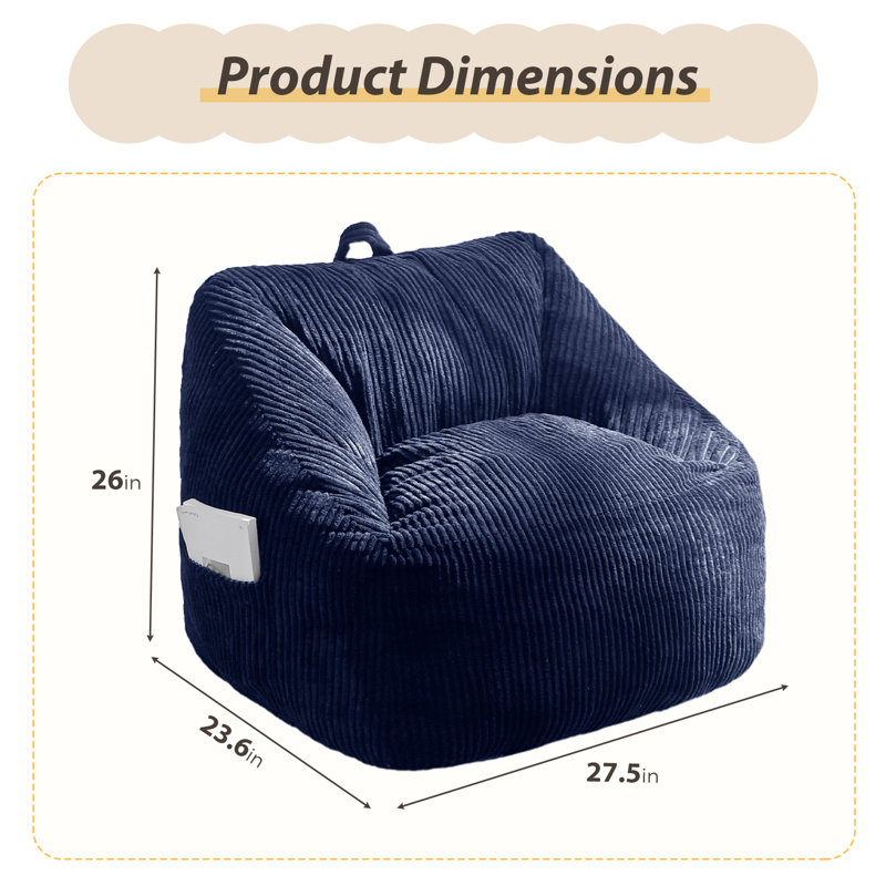 Corduroy Kids Bean Bag Chair, Navy Corduroy