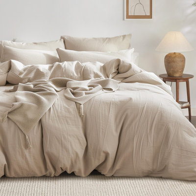 Bedsure 100% Stone Washed Cotton Duvet Cover With Pillow Sham
