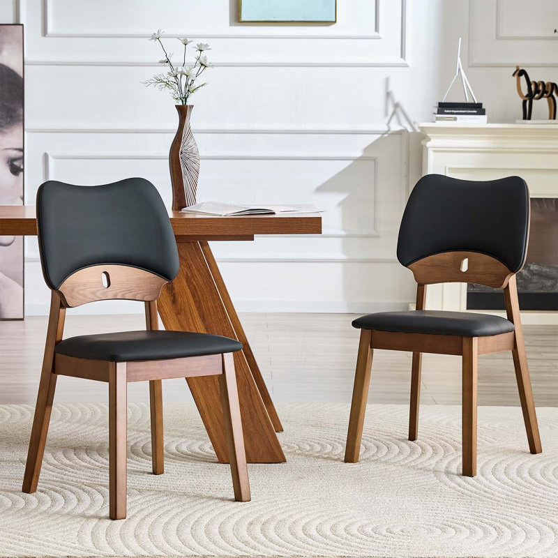 Chaise d'appoint avec coussins en tissu respirant et dossiers évidés pour un usage domestique, Noir