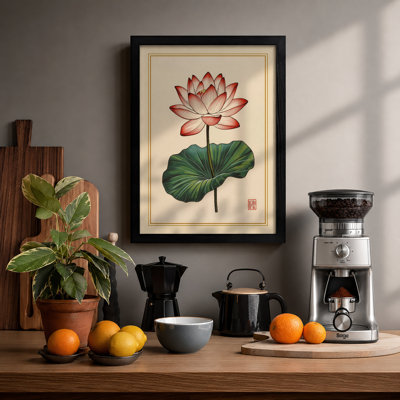 Lotus in Bloom Botanical - Framed Print
