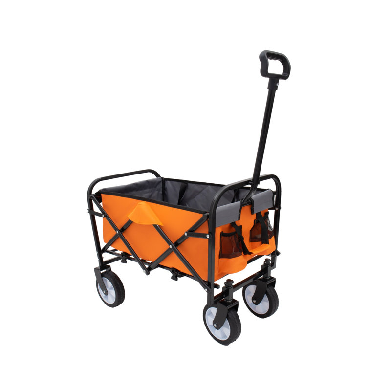 Chariot pliable pliable à 4 roues, Orange