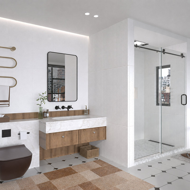 Miroir de salle de bain mural moderne avec cadre l 24 po x H 36 po Cozy, Noir mat, 24 po x 36 po
