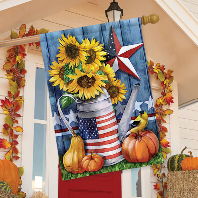 American Autumn Farmhouse House Flag