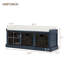 Banc de rangement rustique avec 3 paniers en rotin classiques amovibles, banc d'entrée avec coussin amovible-566275162