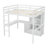 Kasra Kids Full Solid Wood Loft Bed with Desk, Storage Shelves and Drawers-888832587