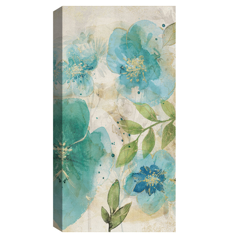 «Aqua Petals II», reproduction de peinture acrylique sur toile tendue, H 34 po x l 17 po x P 1,5 po