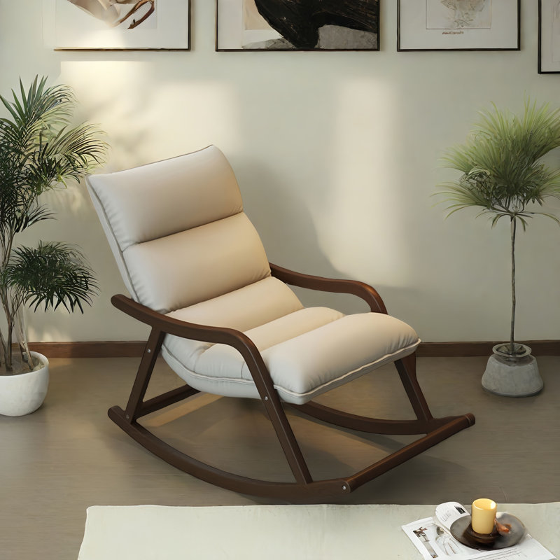 Chaise berçante moderne rembourrée, Blanc cassé