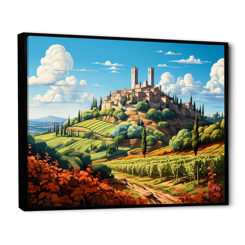 «Italy San Gimignon I», reproduction sur toile, 24" H x 32" W, Cadre flottant noir