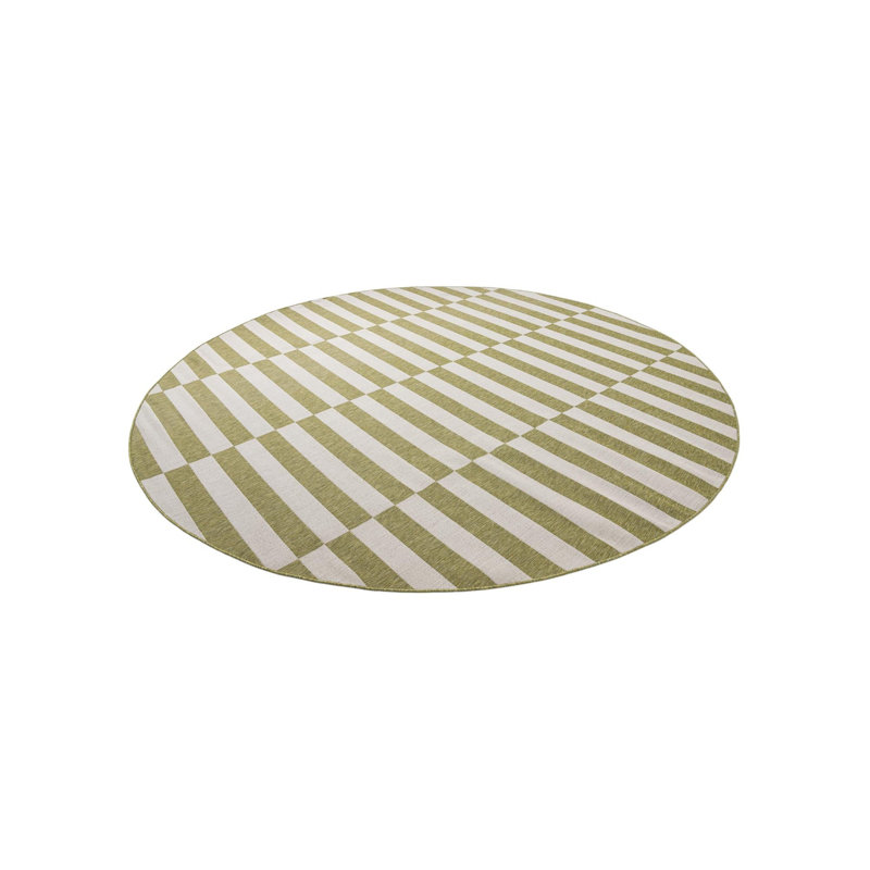 Altimari Striped Green/Ivory Indoor Area Rug, Round 13'1"