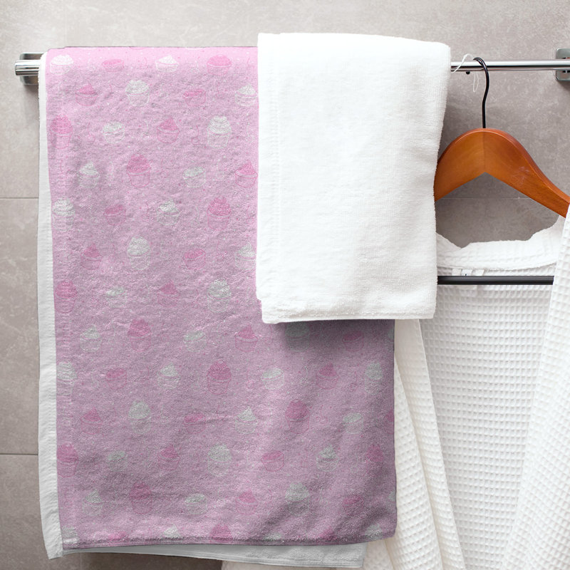 Katelyn Elizabeth Cotton Blend Bath Towel, Pink/White