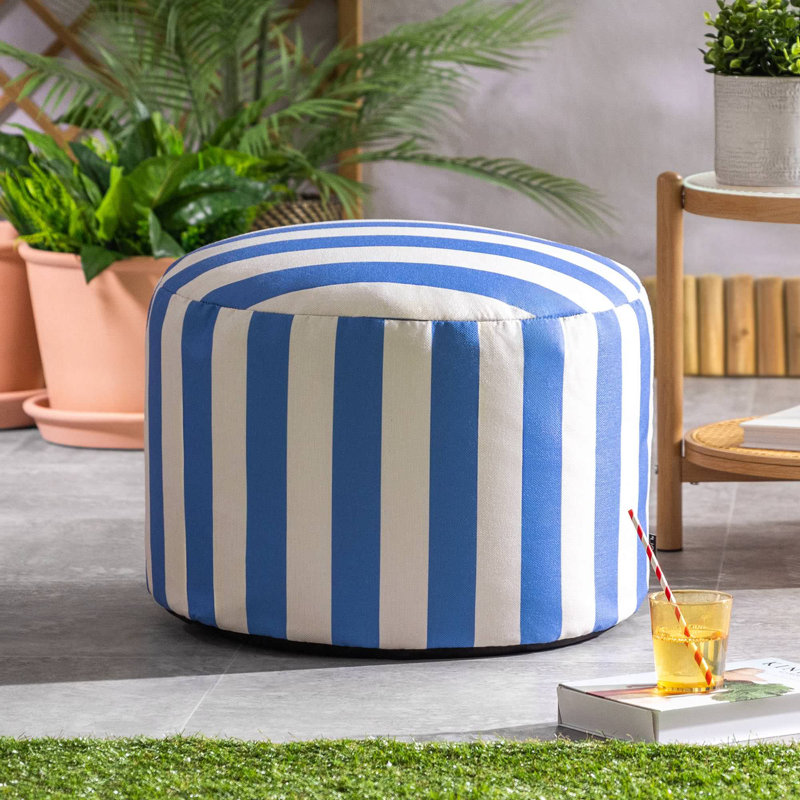 Bean Bag Bazaar Milano Large Bean Bag Pouffe, Blue Striped