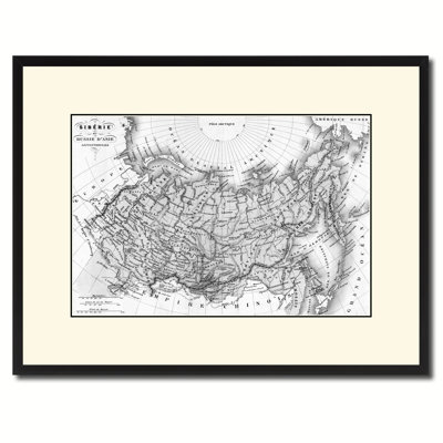 Siberia, Russia Vintage Map Print On Canvas With Black Custom Frame, 16 X 21 -  17 Stories, 63E7E19A026F46D6A7BBB18E1DF558A5