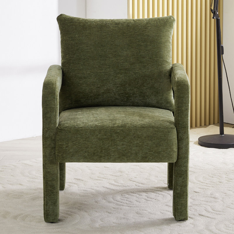 Upholstered Armchair, Green Chenille