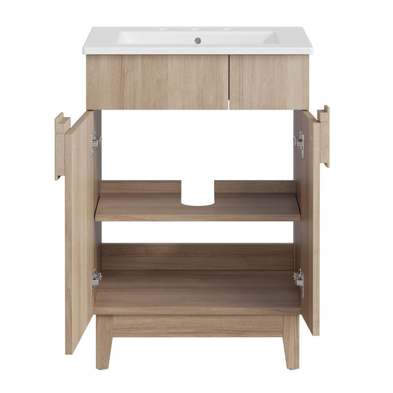 Miles 24" White Oak Bathroom Vanity with Ceramic Top