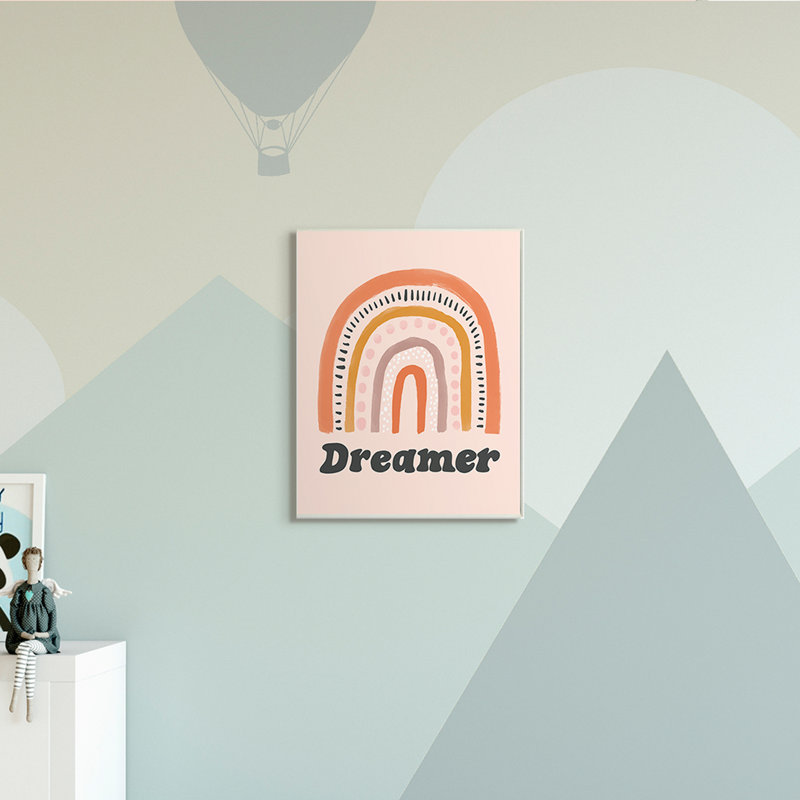Dreamer Sentiment, fantaisie, arc-en-ciel, orange, rose, Plaque murale, H 19 po x l 13 po