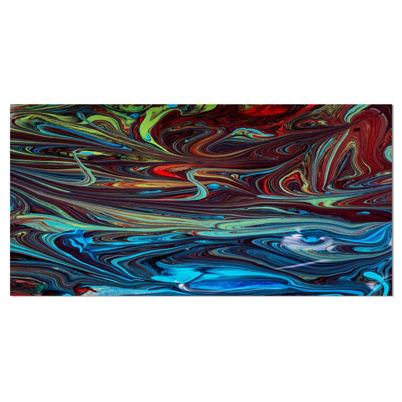 « red blue », mélange abstrait de peinture à l’acrylique, impression sur toile tendue, H 28 po x l 60 po x P 1,5 po