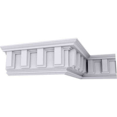 Endurathane Nouveau Crown Moulding, 8 1/2"H x 5"P x 9 7/8"F x 94 1/2"L, (5 7/8" Repeat), Factory Primed