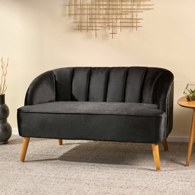 Elegant Velvet Upholstered Loveseat With Birch Wood Frame And Channel-Tufted Back, Perfect For Modern Living Rooms.