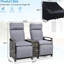 Double extérieur gris avec bois, repose-pieds réglable et fauteuil de patio toutes saisons, tissu, protection convenant au porche-673773226