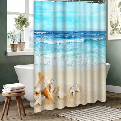 Rideau de douche avec 12 crochets Beach