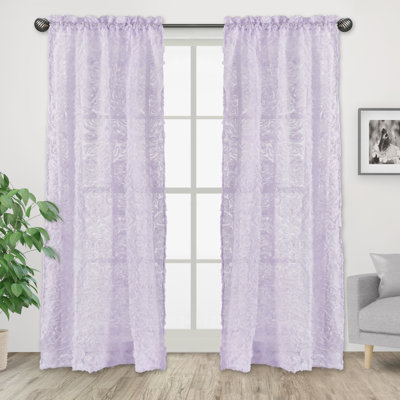 Paire de rideaux semi-transparents avec passe-tringle Rose