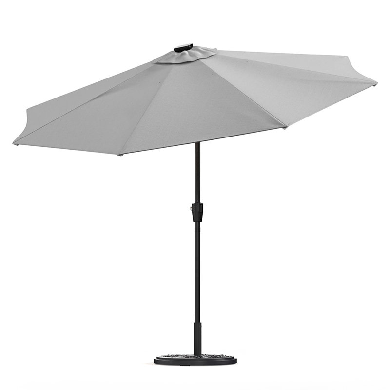 Aison 3m Traditional Parasol with LED Light, Light Grey