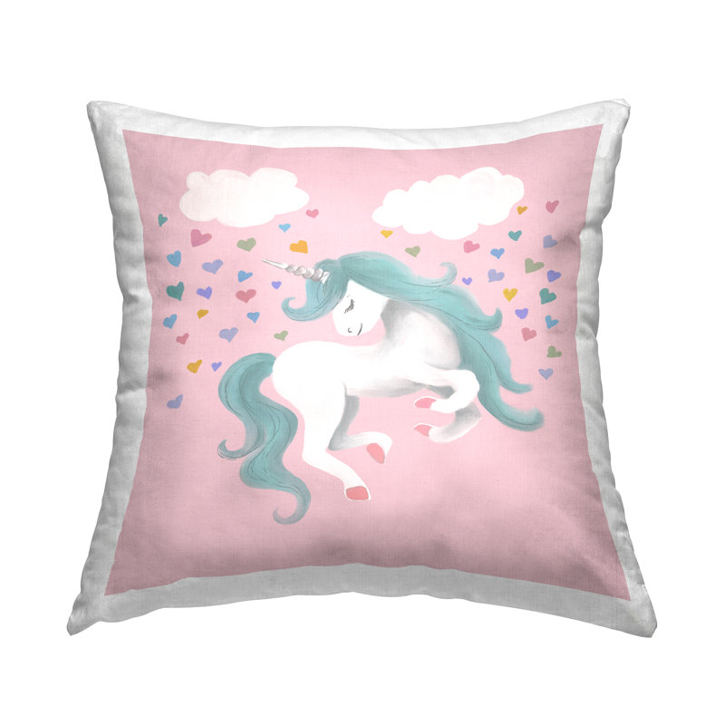 Coussin Pastel Unicorn Rainbow Hearts