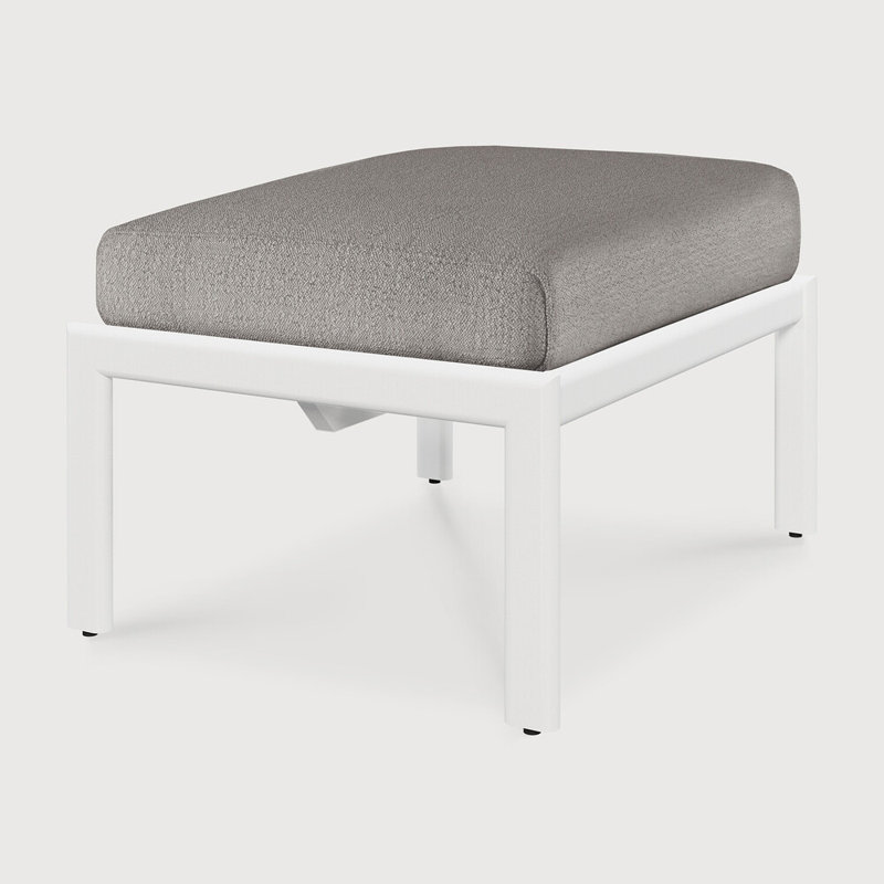 Jack Rectangle Outdoor Teak Ottoman Patio Ottoman, Mocha, White