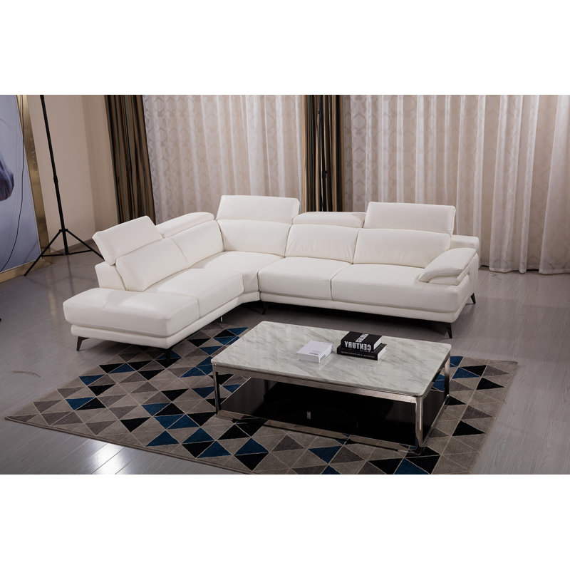 Canapé modulaire en cuir véritable de 116 po Aubepine, Face à la gauche