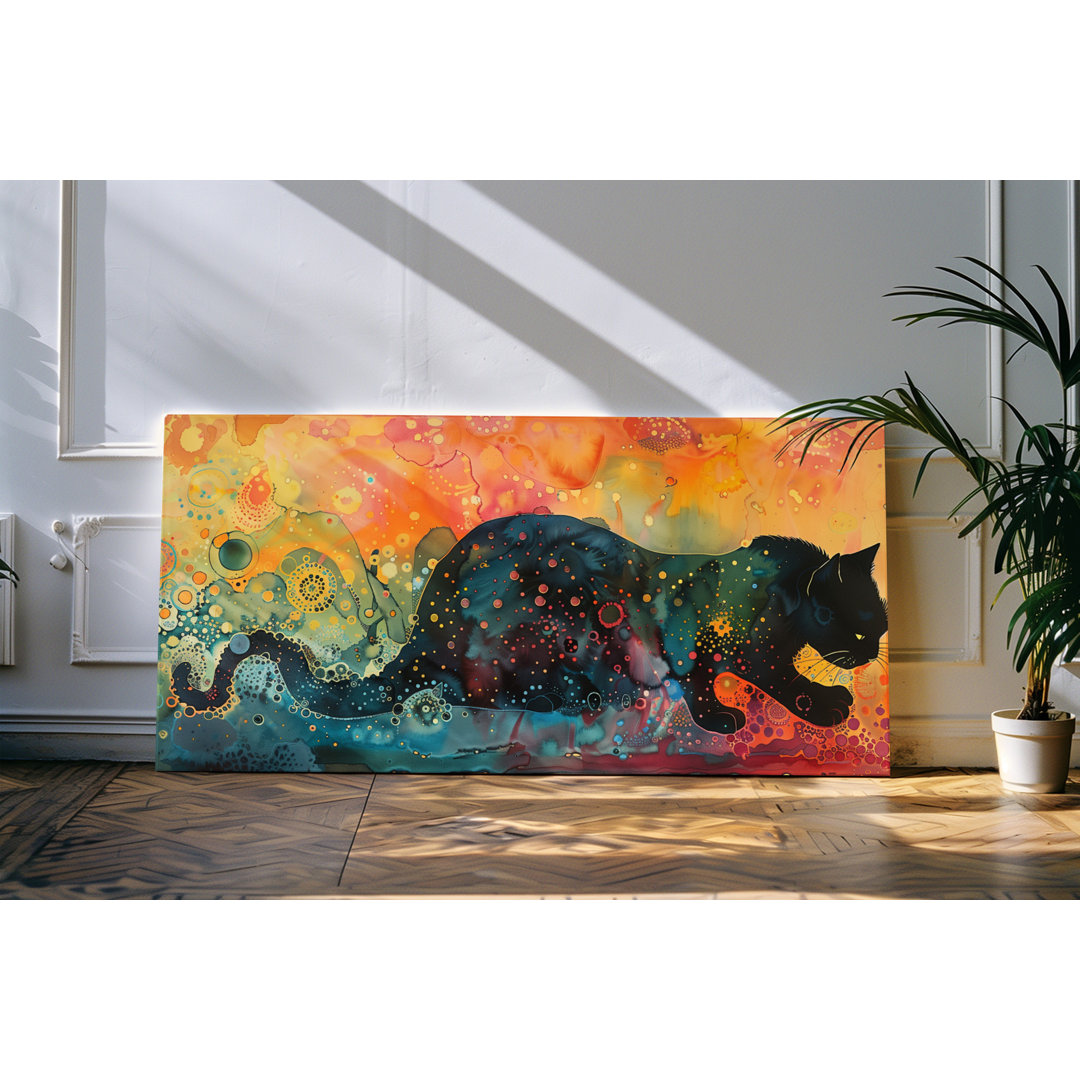 Wandbild 120x60cm Schwarze Katze