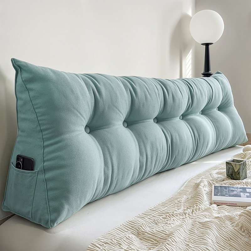 Cotton Rectangular Backrest, Light Blue, 180cm W x 20cm D