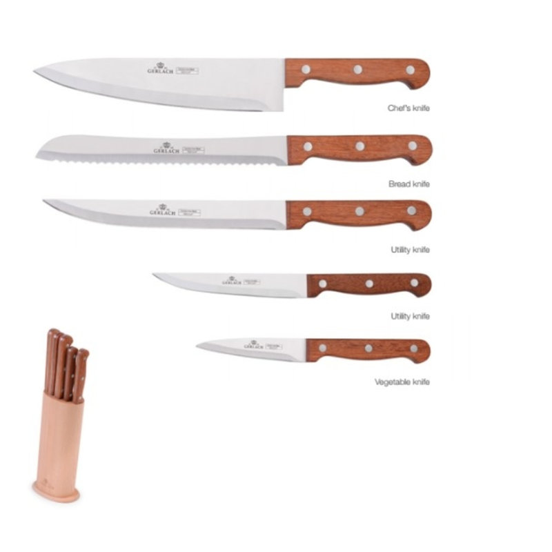 MaximaHouse 6 Piece Stainless Steel Knife Block Set