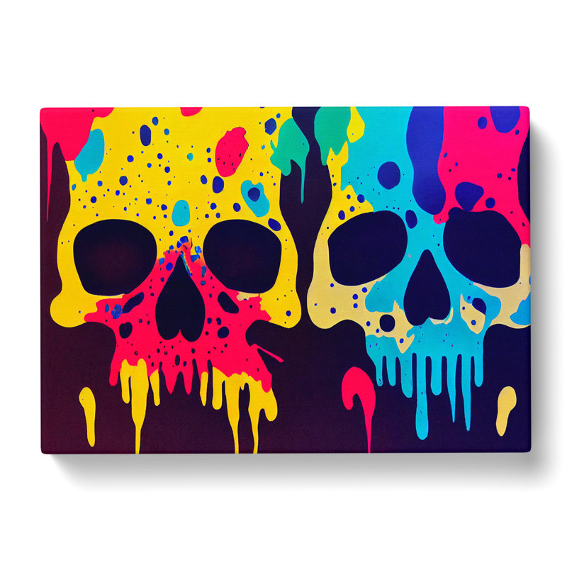 XXX-H1022-WF-7851X Skull Painting - Wrapped Canvas Print, 35cm H x 50cm W x 3cm D